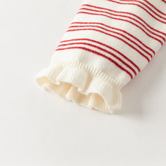 Dave&Bella Toddler Girls Winter Red White Striped Casual A-line Dress