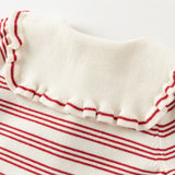 Dave&Bella Toddler Girls Cute Red White Striped Casual A-line Dress