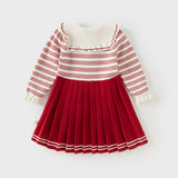 Dave&Bella Toddler Girls Cute Red White Striped Casual A-line Dress