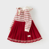 Dave&Bella Toddler Girls Cute Red White Striped Casual A-line Dress