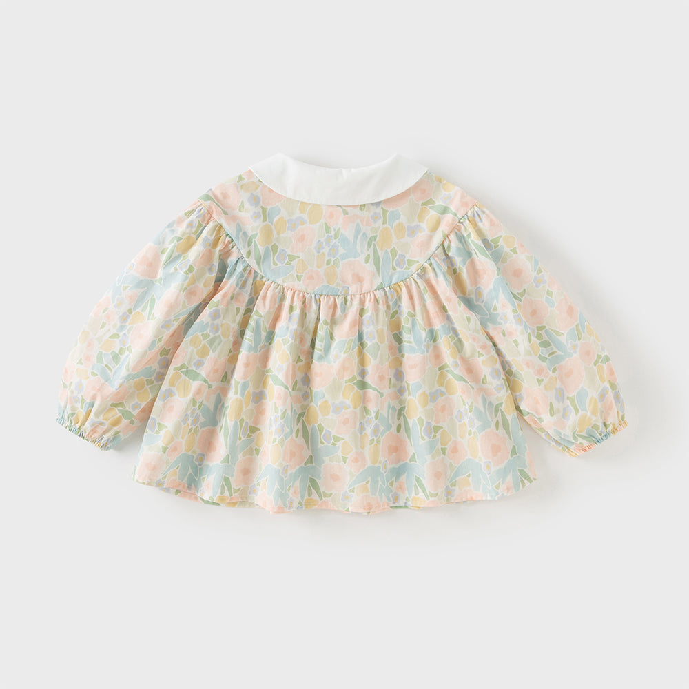 Dave&Bella Toddler Girls Floral Print Cotton Shirts Tops