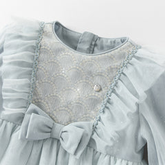 Dave&Bella Girls Autumn Elegance Grey Blue Mesh Charming Princess Dress