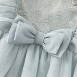 Dave&Bella Toddler Girls Elegance Grey Blue Mesh Charming Princess Dress