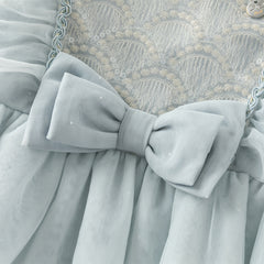 Dave&Bella Girls Autumn Elegance Grey Blue Mesh Charming Princess Dress