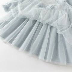 Dave&Bella Girls Autumn Elegance Grey Blue Mesh Charming Princess Dress