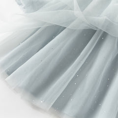 Dave&Bella Girls Autumn Elegance Grey Blue Mesh Charming Princess Dress