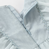 Dave&Bella Toddler Girls Elegance Grey Blue Mesh Charming Princess Dress