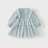 Dave&Bella Toddler Girls Elegance Grey Blue Mesh Charming Princess Dress
