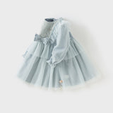 Dave&Bella Toddler Girls Elegance Grey Blue Mesh Charming Princess Dress