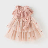 Dave&Bella Toddler Girls Sweet Pink A-line Princess Mesh Dress with Cape
