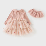 Dave&Bella Toddler Girls Sweet Pink A-line Princess Mesh Dress with Cape