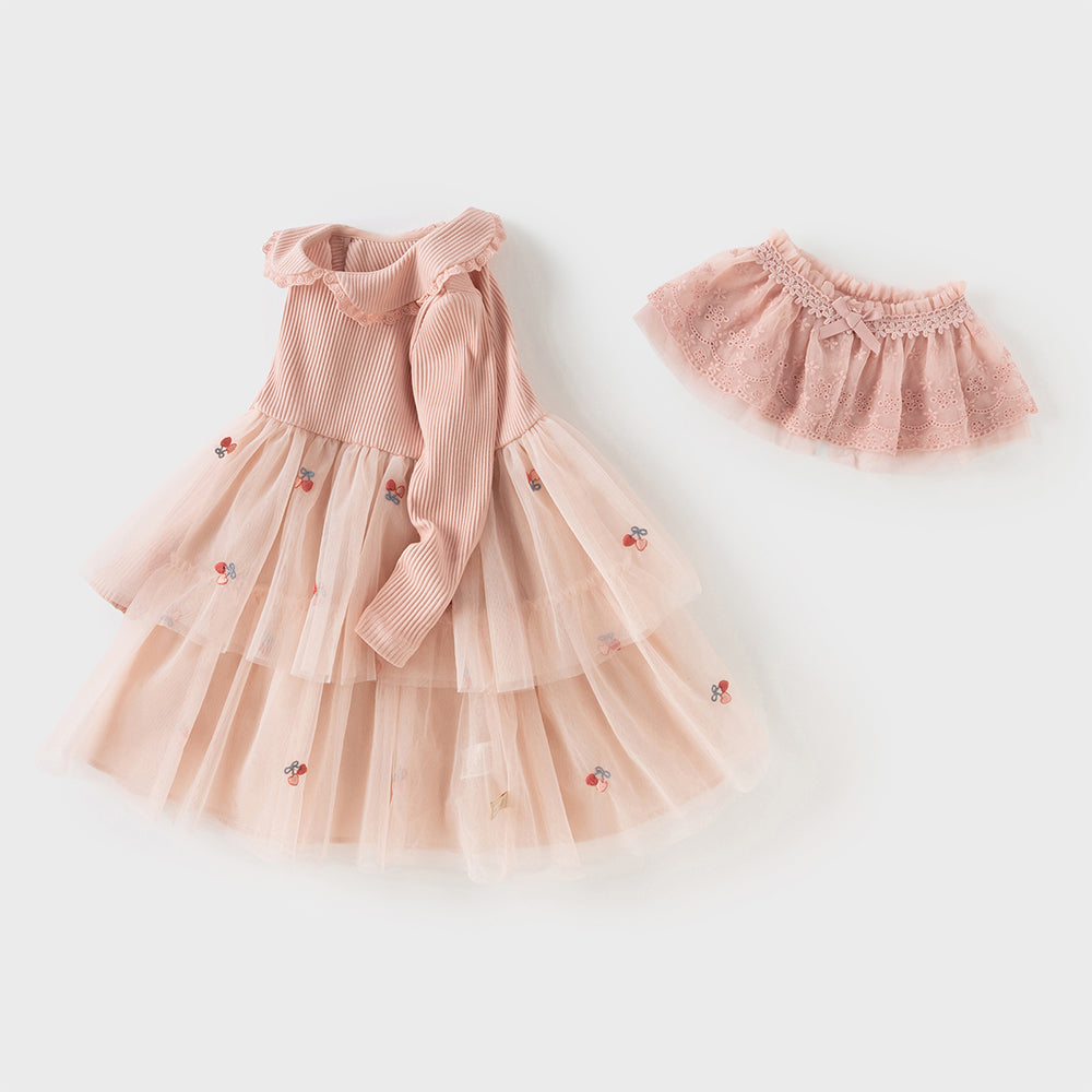 Dave&Bella Toddler Girls Sweet Pink A-line Princess Mesh Dress with Cape