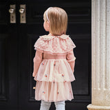 Dave&Bella Toddler Girls Sweet Pink A-line Princess Mesh Dress with Cape