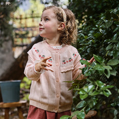 Dave&Bella Girls Autumn Cotton Fashion Flower Embroidery Knit Cardigan Coat Top