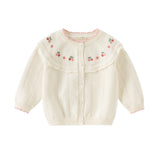 Dave&Bella Kids Girls Cotton Fashion Flower Embroidery Knit Cardigans