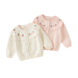 Dave&Bella Kids Girls Cotton Fashion Flower Embroidery Knit Cardigans