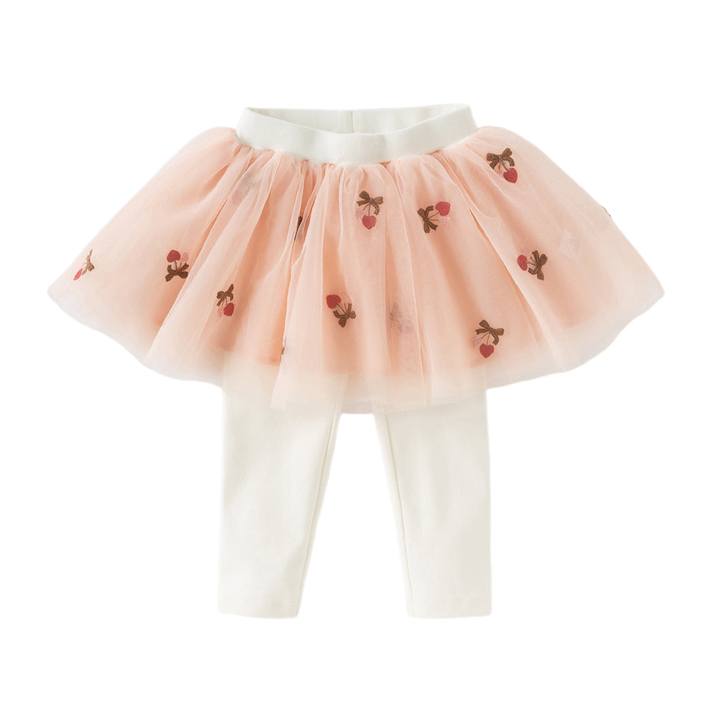 Dave&Bella Toddler Girls Sweet Pearl White Tulle Mesh Skirt Pants