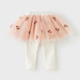 Dave&Bella Toddler Girls Sweet Pearl White Tulle Mesh Skirt Pants