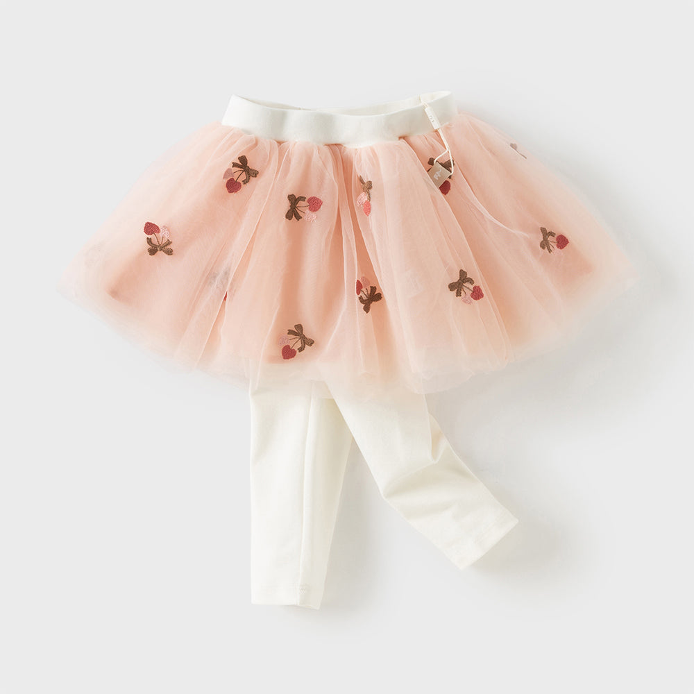 Dave&Bella Toddler Girls Sweet Pearl White Tulle Mesh Skirt Pants