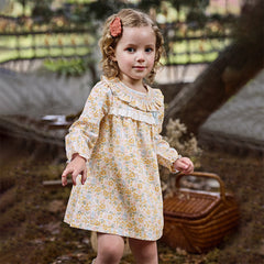 Dave&Bella Girls Autumn Cotton Floral Long Sleeve A-line Princess Dress