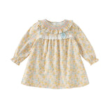 Dave&Bella Toddler Girls Cotton Floral Long Sleeve A-line Princess Dress