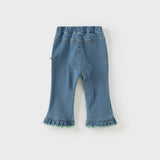Dave&Bella Toddler Girls Sweet Denim Blue Straight-leg Jeans