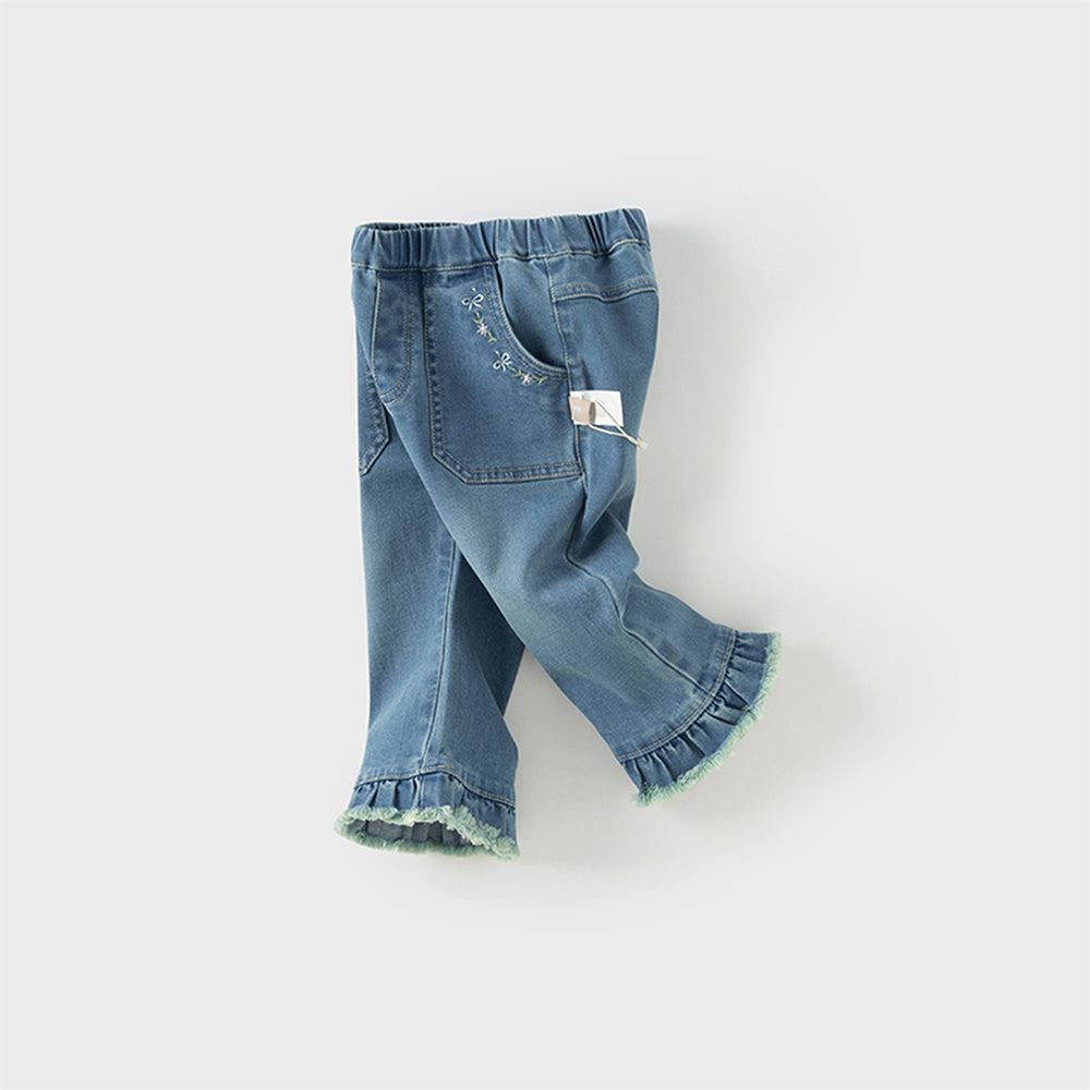 Dave&Bella Toddler Girls Sweet Denim Blue Straight-leg Jeans