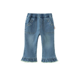 Dave&Bella Toddler Girls Sweet Denim Blue Straight-leg Jeans