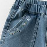 Dave&Bella Toddler Girls Sweet Denim Blue Straight-leg Jeans