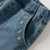 Dave&Bella Toddler Girls Sweet Denim Blue Straight-leg Jeans