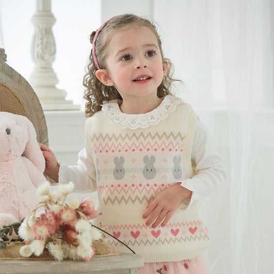 Dave&Bella Girls Autumn Beige Cute Toddler Vest Tops