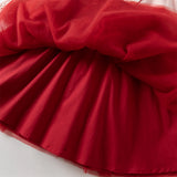 Dave&Bella Toddler Girls Adorable Dark Red Chinese Style Elegant Mesh Princess Dress