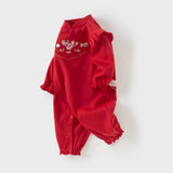 Dave&Bella Baby Girls Cotton Antibacterial Red One-Pieces Romper