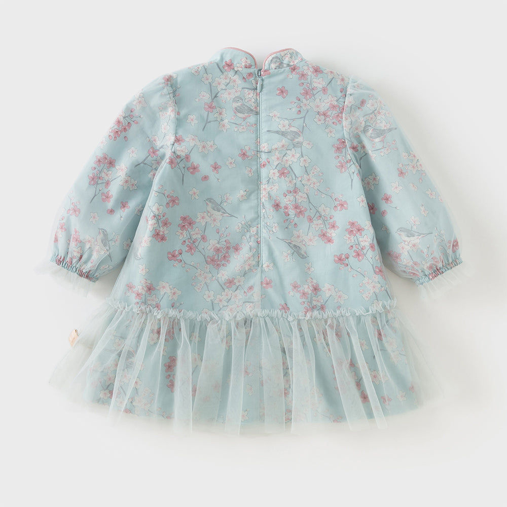 Dave&Bella Toddler Girls Elegance Chinese Style Mesh Floral A-line Party Dress