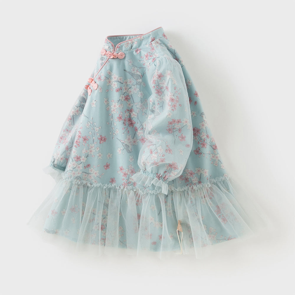 Dave&Bella Toddler Girls Elegance Chinese Style Mesh Floral A-line Party Dress