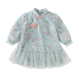 Dave&Bella Toddler Girls Elegance Chinese Style Mesh Floral A-line Party Dress