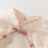 Dave&Bella Toddler Girls Gentle Elegant Mesh Chinese Style Half Dress Sets