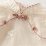 Dave&Bella Toddler Girls Gentle Elegant Mesh Chinese Style Half Dress Sets