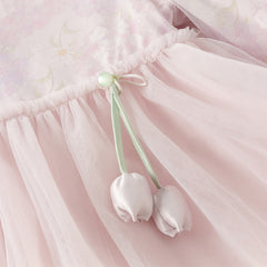 Dave&Bella Girls Autumn Hydrangea Print Mesh Chinese Style A-line Princess Dress