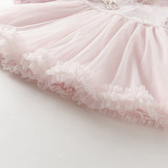 Dave&Bella Girls Autumn Hydrangea Print Mesh Chinese Style A-line Princess Dress