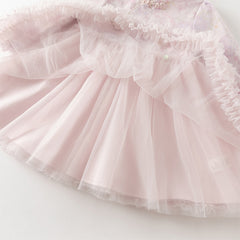 Dave&Bella Girls Autumn Hydrangea Print Mesh Chinese Style A-line Princess Dress