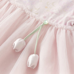 Dave&Bella Girls Autumn Hydrangea Print Mesh Chinese Style A-line Princess Dress