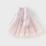 Dave&Bella Toddler Girls Hydrangea Print Mesh Chinese Style A-line Princess Dress