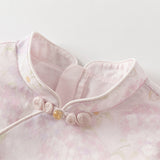 Dave&Bella Toddler Girls Hydrangea Print Mesh Chinese Style A-line Princess Dress