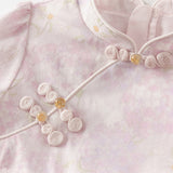 Dave&Bella Toddler Girls Hydrangea Print Mesh Chinese Style A-line Princess Dress