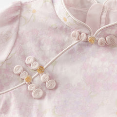 Dave&Bella Girls Autumn Hydrangea Print Mesh Chinese Style A-line Princess Dress