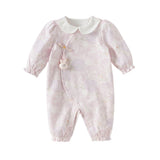 Dave&Bella Baby Girls Cotton Hydrangea Print One-piece Crawling Suit Romper