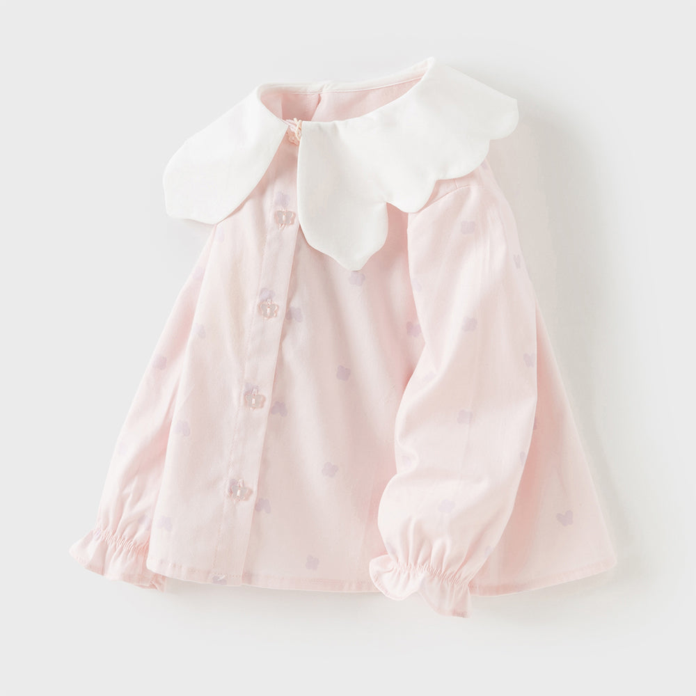 Dave&Bella Toddler Girls Cotton Sweet Pink Butterfly Print Shirts Top