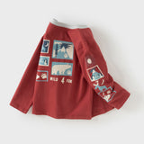 Dave&Bella Toddler Boys Red Playful Cotton T-shirt Tops