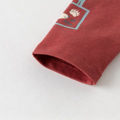 Dave&Bella Toddler Boys Autumn Red Playful Cotton T-shirt Tops